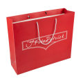 Luxury Boutique Logo Customized Red Big Europe Gift Tote Paper Foldable Shopping Bag for Shoes Packaging